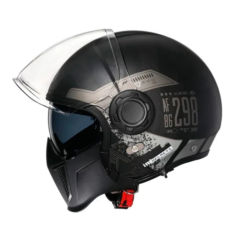 Retro-Modularhelm mit abnehmbarem Kinnschutz, DOT- und ECE-zertifiziert