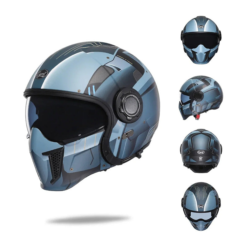 Retro-Modularhelm mit abnehmbarem Kinnschutz, DOT- und ECE-zertifiziert