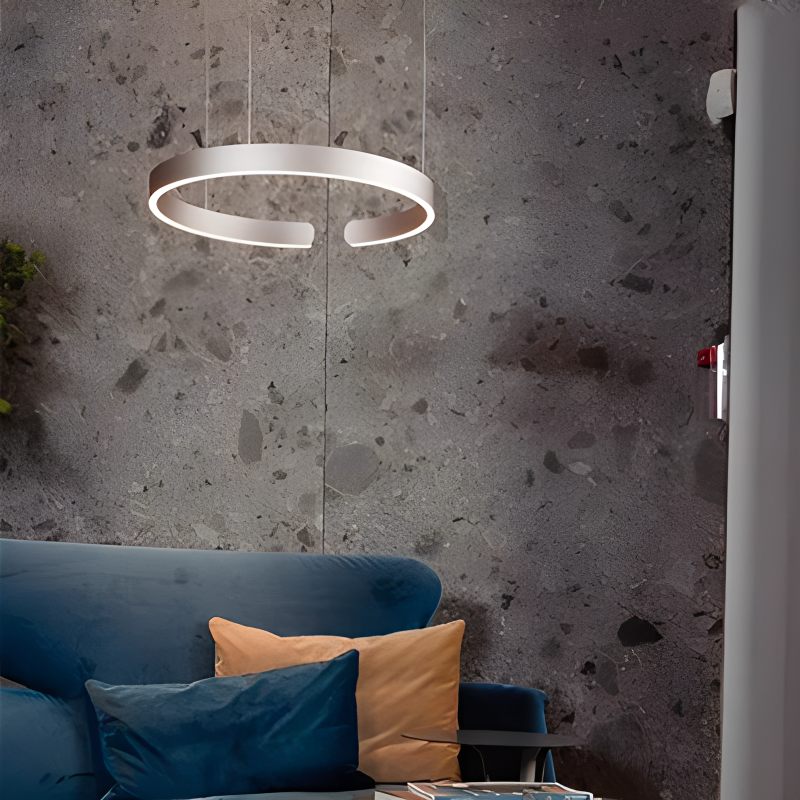 Slank rund LED-ringlysekrone for stueinnredning
