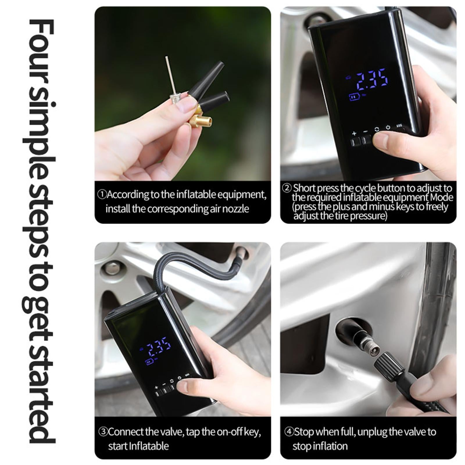 Road Buddy Compact Tire Pump With LED Display For Quick Tire Inflation