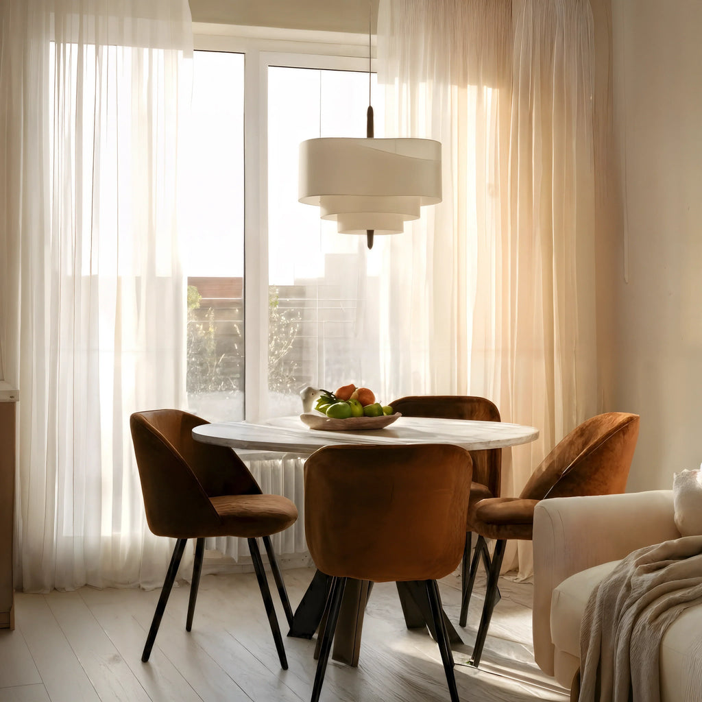 RondoLight Nordic Organic Ceiling Light With Textile Shade In Natural Tone