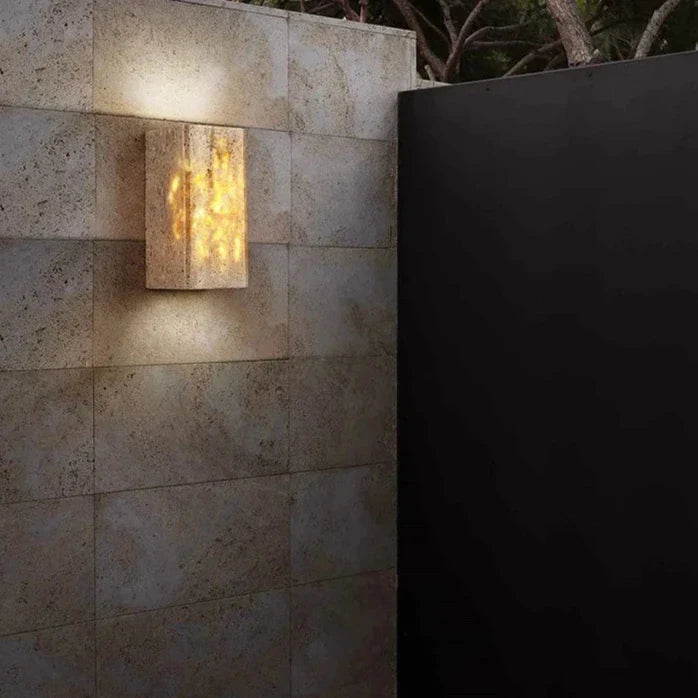 Travertine Cube Wall Sconce | Ormexis