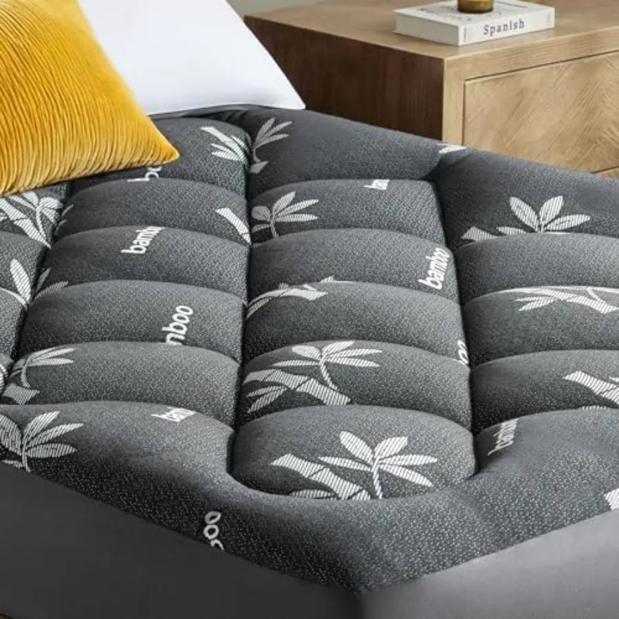 Eco Comfort Viscose Bamboo Pillow Top Mattress Topper With Deep Pocket