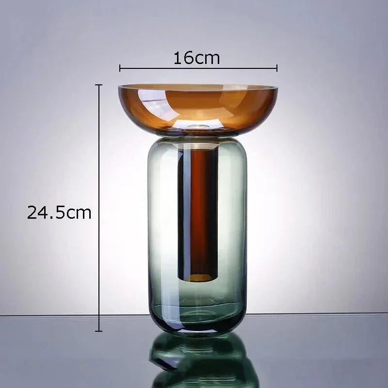 Vaso de vidro com pedestal em dois tons | Ormexis