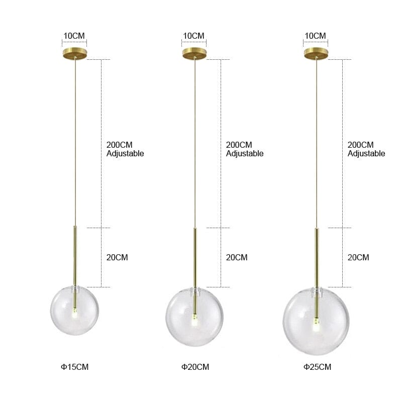 Suspensions en globe de verre pour cuisines et chambres modernes