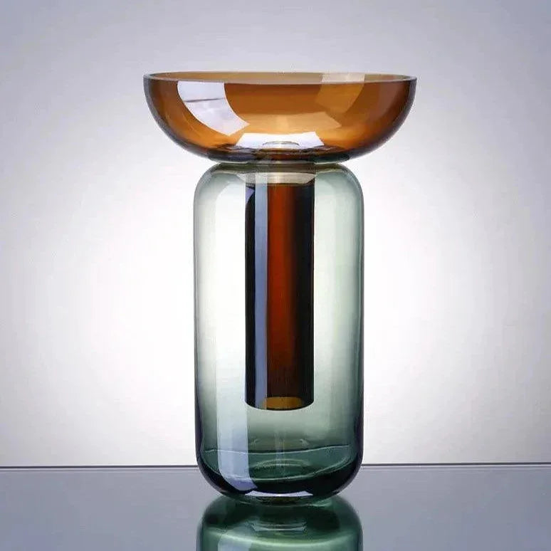Vaso de vidro com pedestal em dois tons | Ormexis