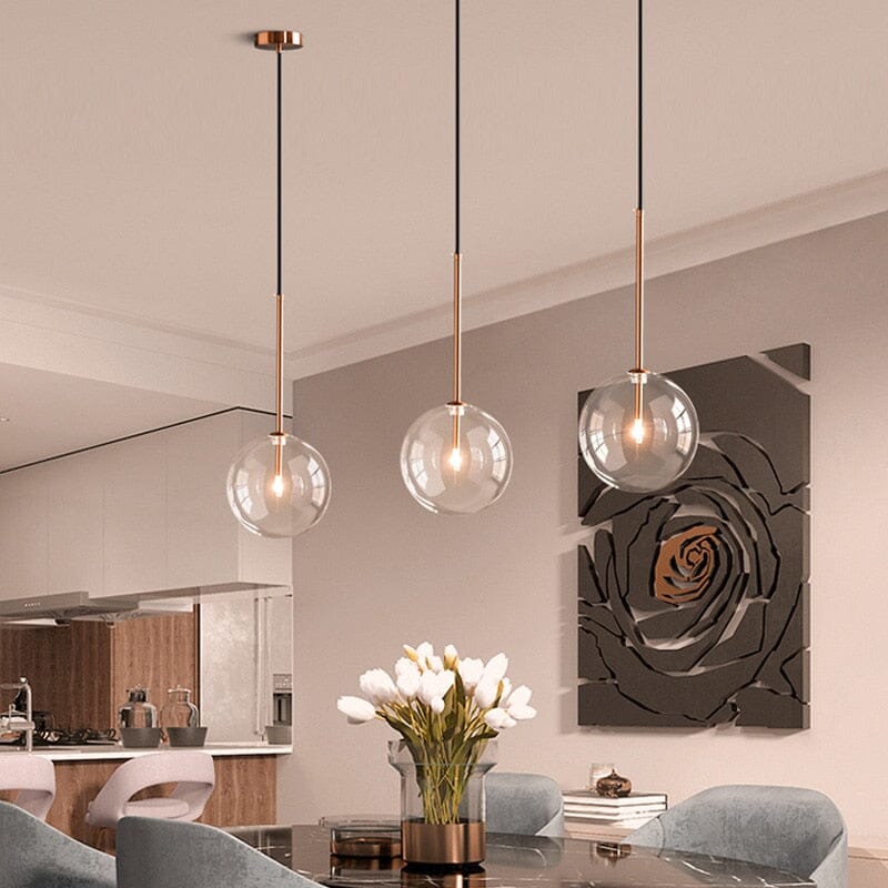 Suspensions en globe de verre pour cuisines et chambres modernes