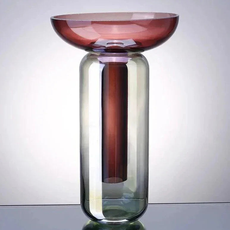 Vaso de vidro com pedestal em dois tons | Ormexis