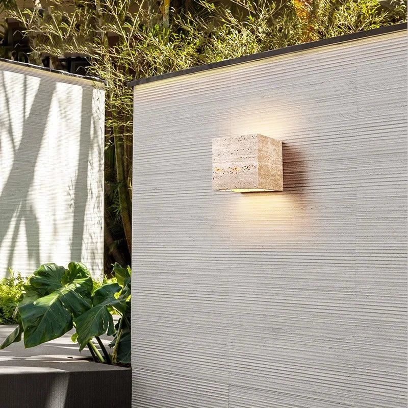 Travertine Cube Wall Sconce | Ormexis
