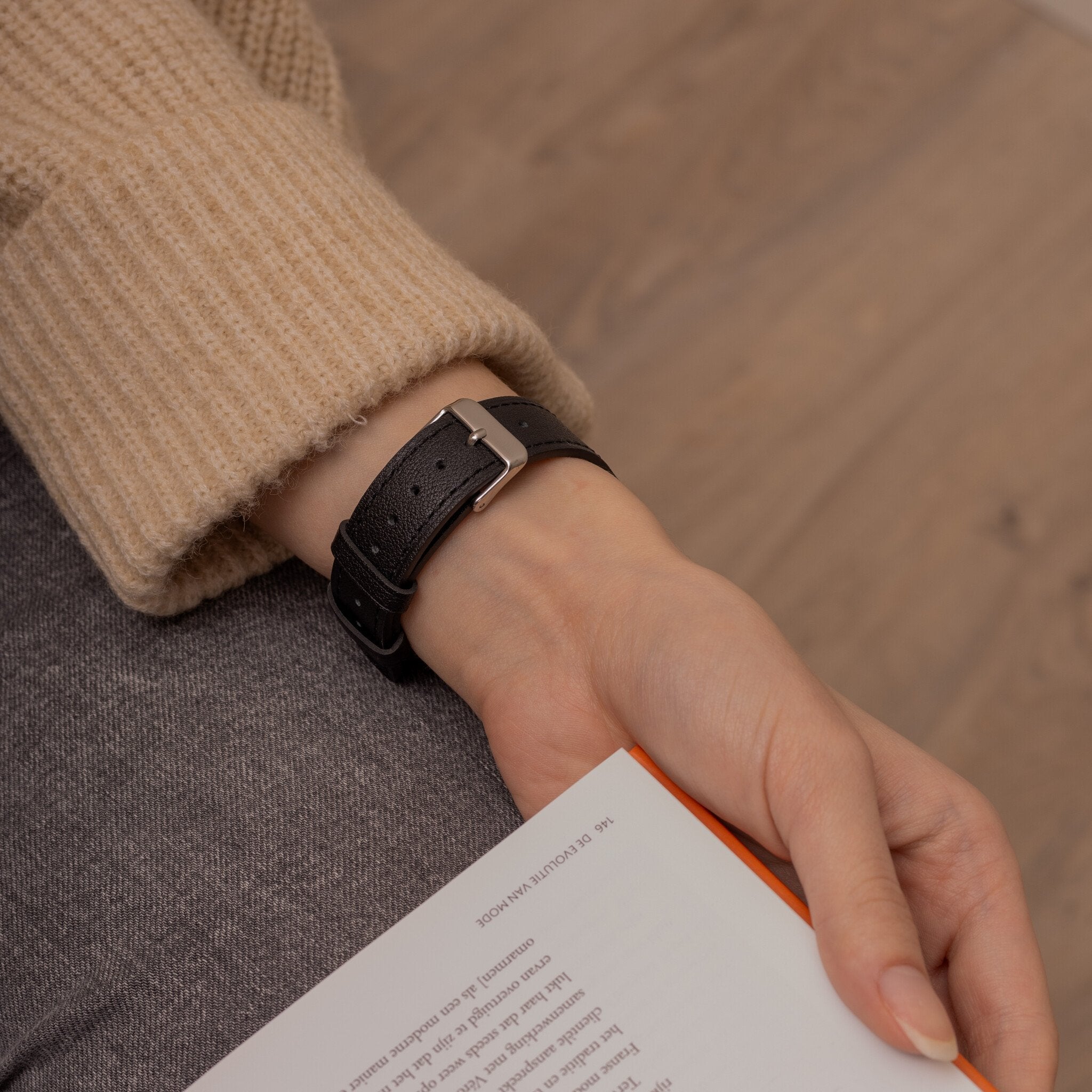 Pasek z czarnej skóry premium do Samsung Galaxy Watch 3 45mm