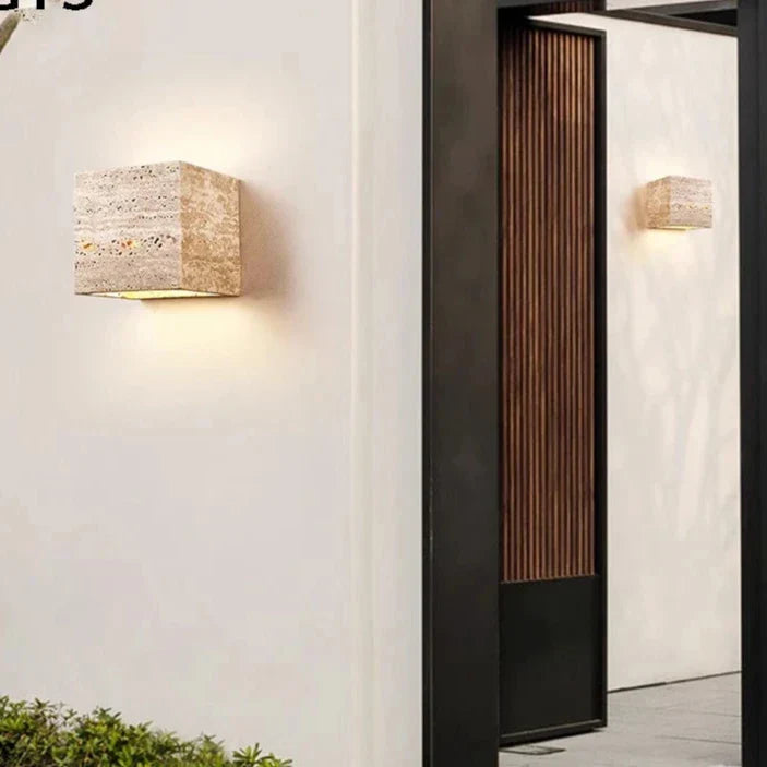 Travertine Cube Wall Sconce | Ormexis