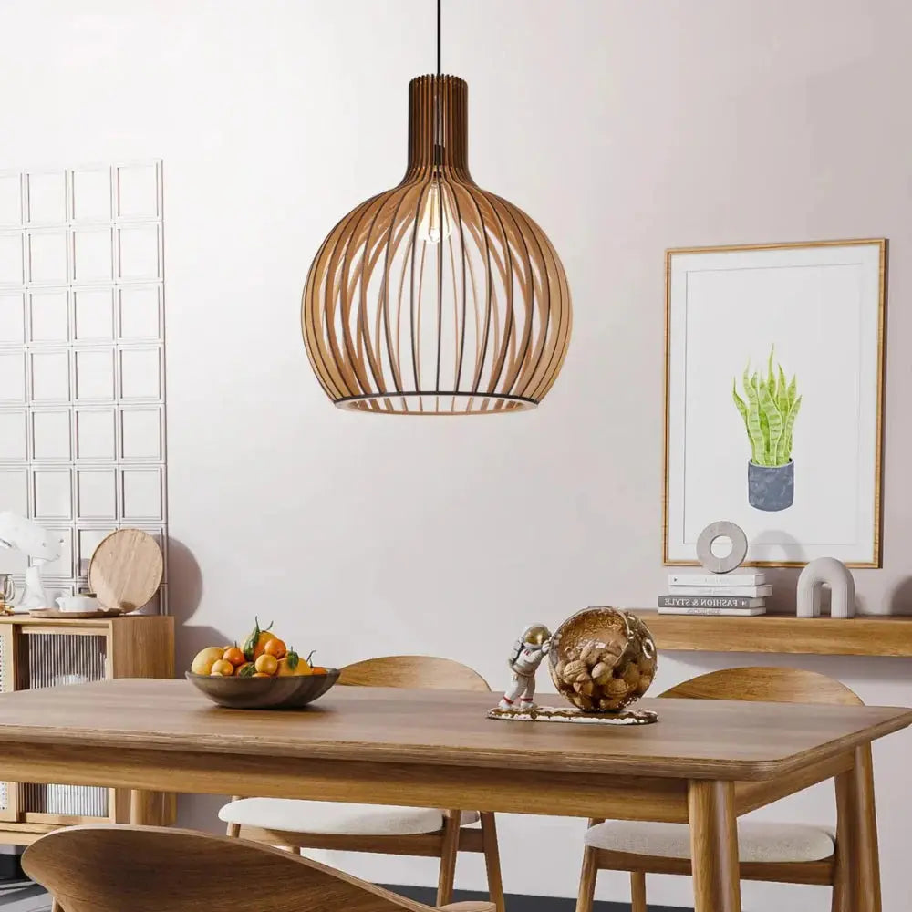 Suspension en bois style cage à oiseaux scandinave avec fixation de plafond réglable