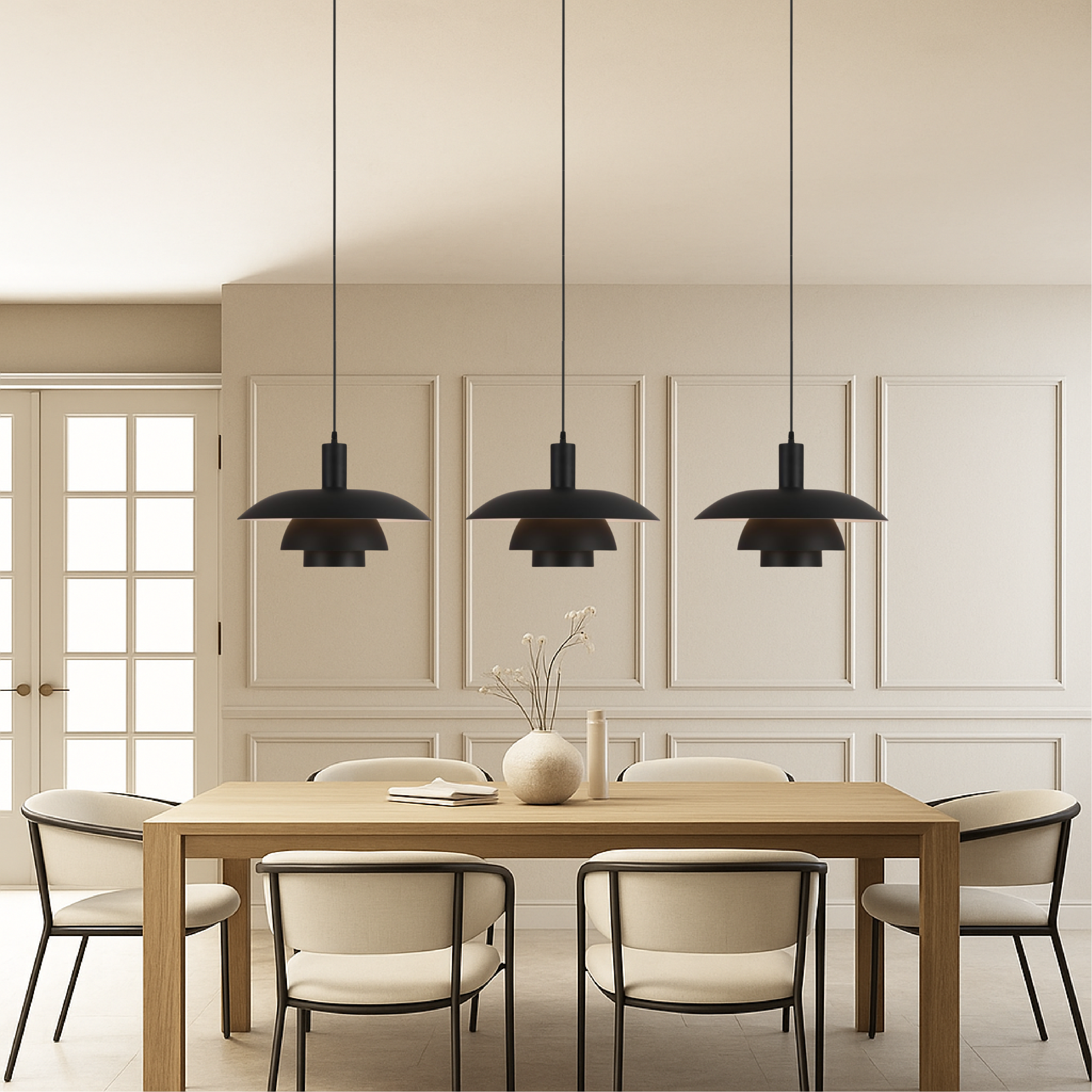 Lampada a sospensione LED dimmerabile scandinava, ecologica, per isola cucina, interni moderni