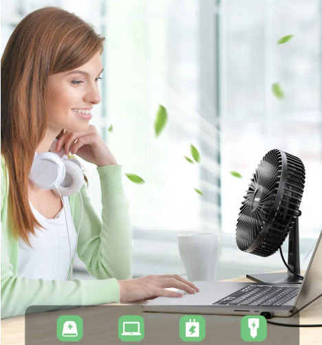 AeroGlow Personal USB Desk Cooling Fan With Four Speeds And 90-Degree Oscillation