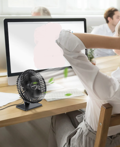 AeroGlow Personal USB Desk Cooling Fan With Four Speeds And 90-Degree Oscillation