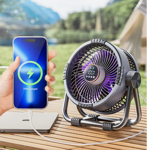 TrailWave Six-In-One Portable Rechargeable Outdoor Camping Fan With Remote LED Light