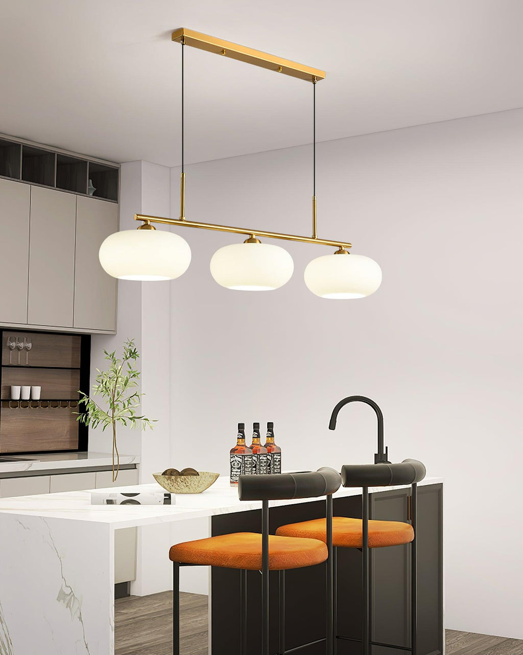Lámpara colgante de techo contemporánea con 3 luces y globos de vidrio | Ormexis
