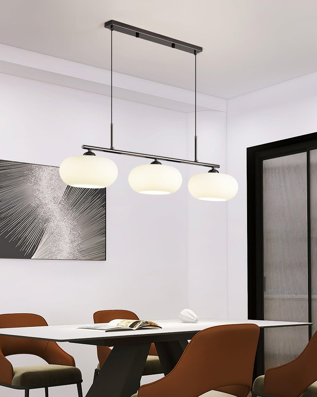Lámpara colgante de techo contemporánea con 3 luces y globos de vidrio | Ormexis