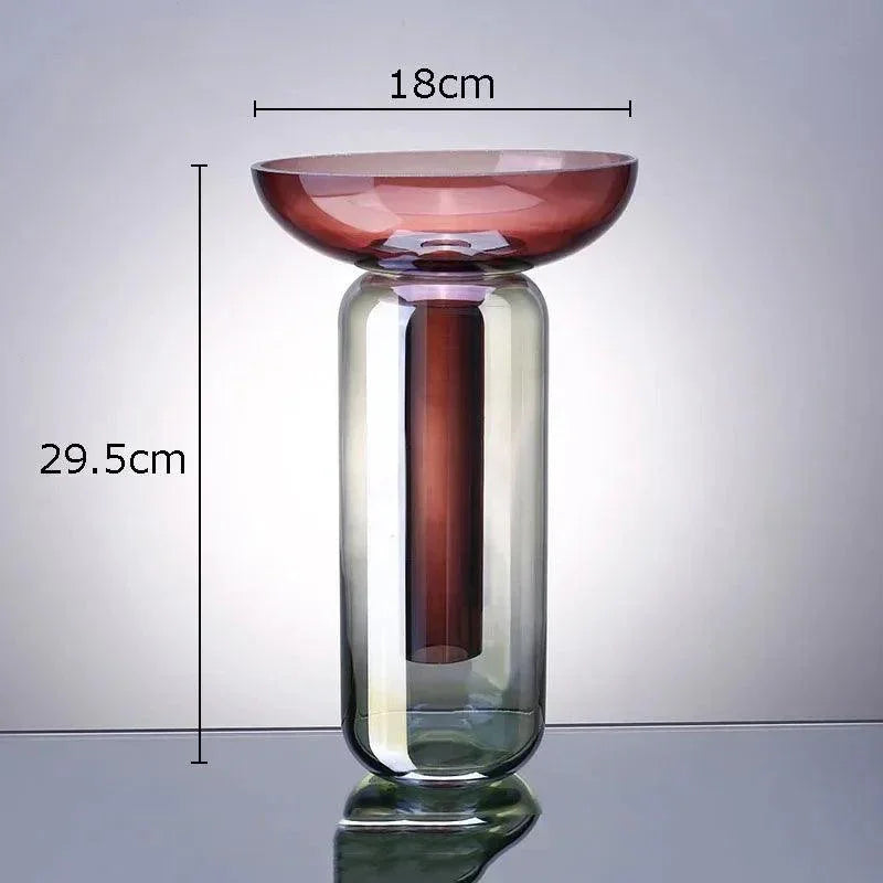 Vaso de vidro com pedestal em dois tons | Ormexis
