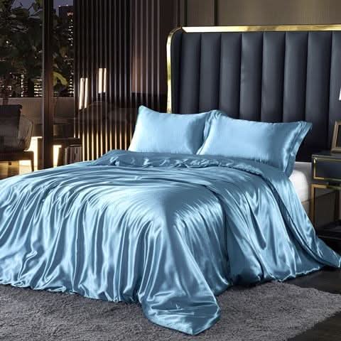 Conjunto de Cetim de Seda Luxo com Capa de Edredão, Roupa de Cama de 4 Peças para Conforto