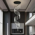 Atia Modern Long Chandelier For Staircase Black/Gold/Silver | Ormexis