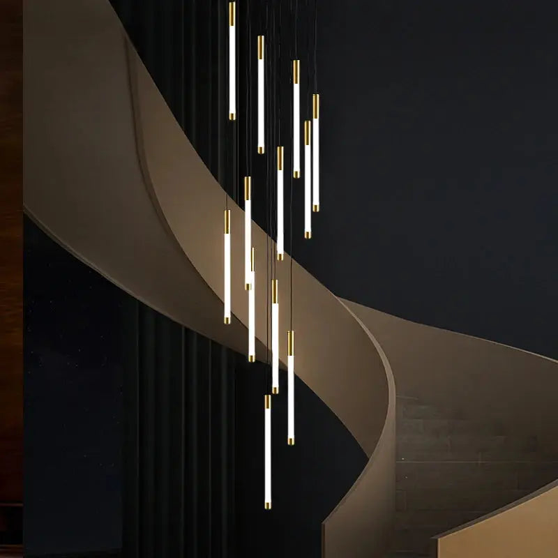 Atia Modern Long Chandelier For Staircase Black/Gold/Silver | Ormexis