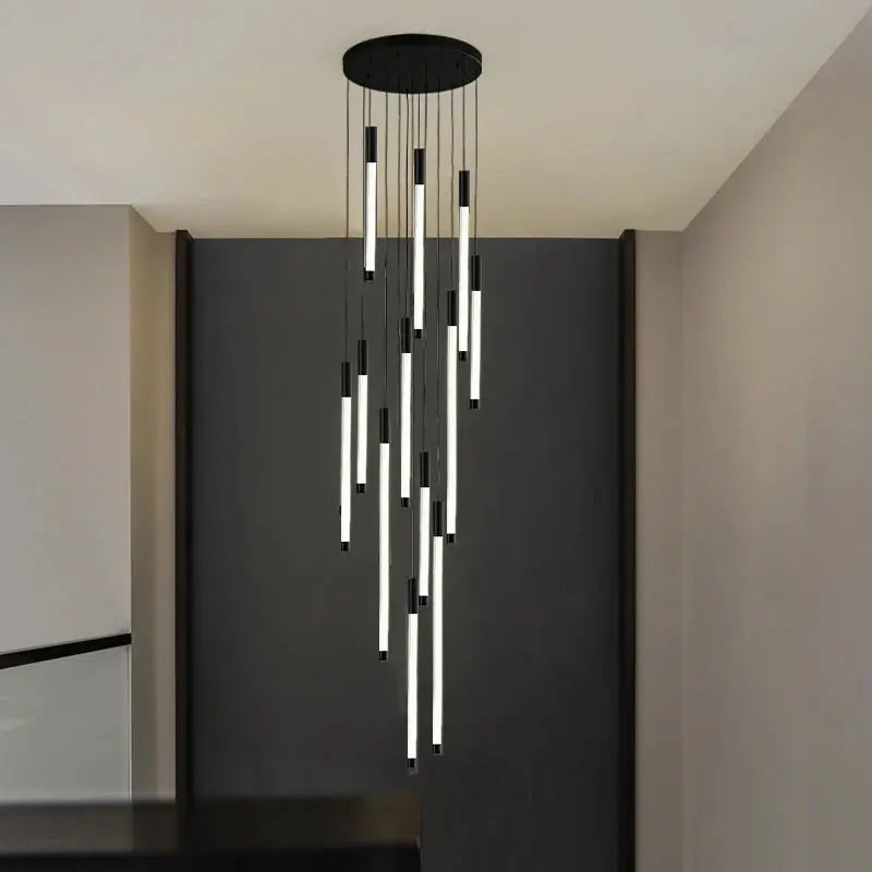 Atia Modern Long Chandelier For Staircase Black/Gold/Silver | Ormexis