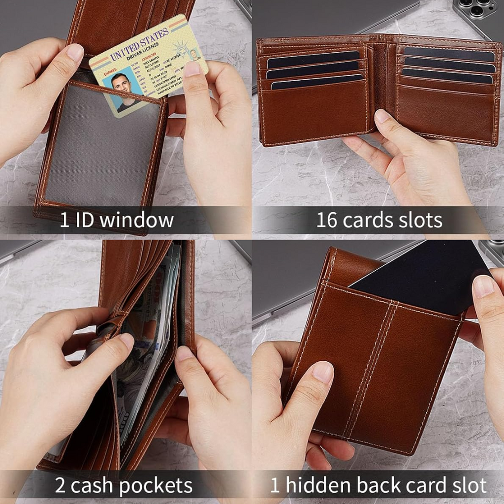 SlimArmor RFID Shield Leather Wallet For Men With Sixteen Card Slots, Durable Everyday Use