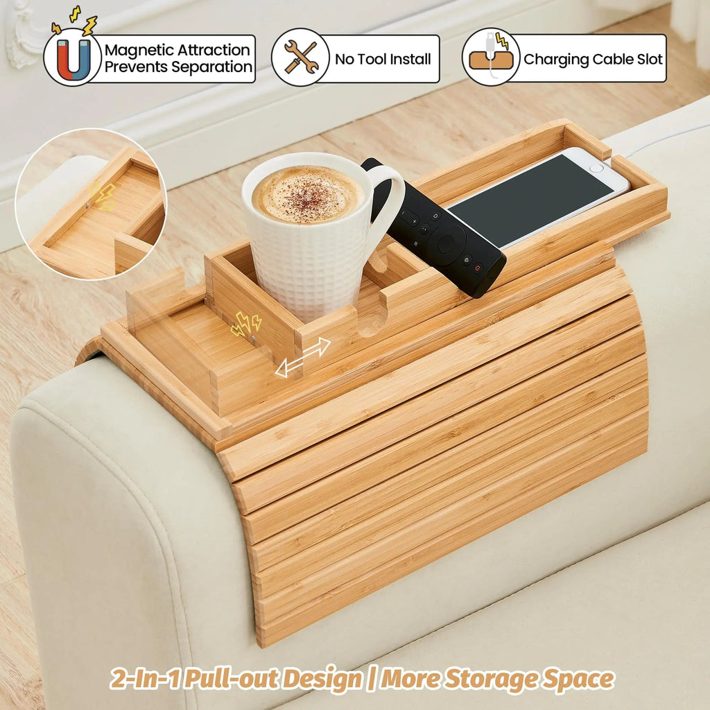 Slumblr Bambus-Couch-Tablett mit klappbarem Design für Getränke und Snacks, stabile Oberfläche