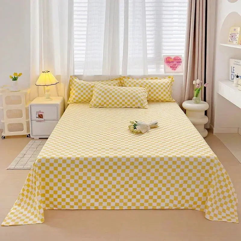 Washed Flat Sheet Set With Solid Design For Everyday Comfort