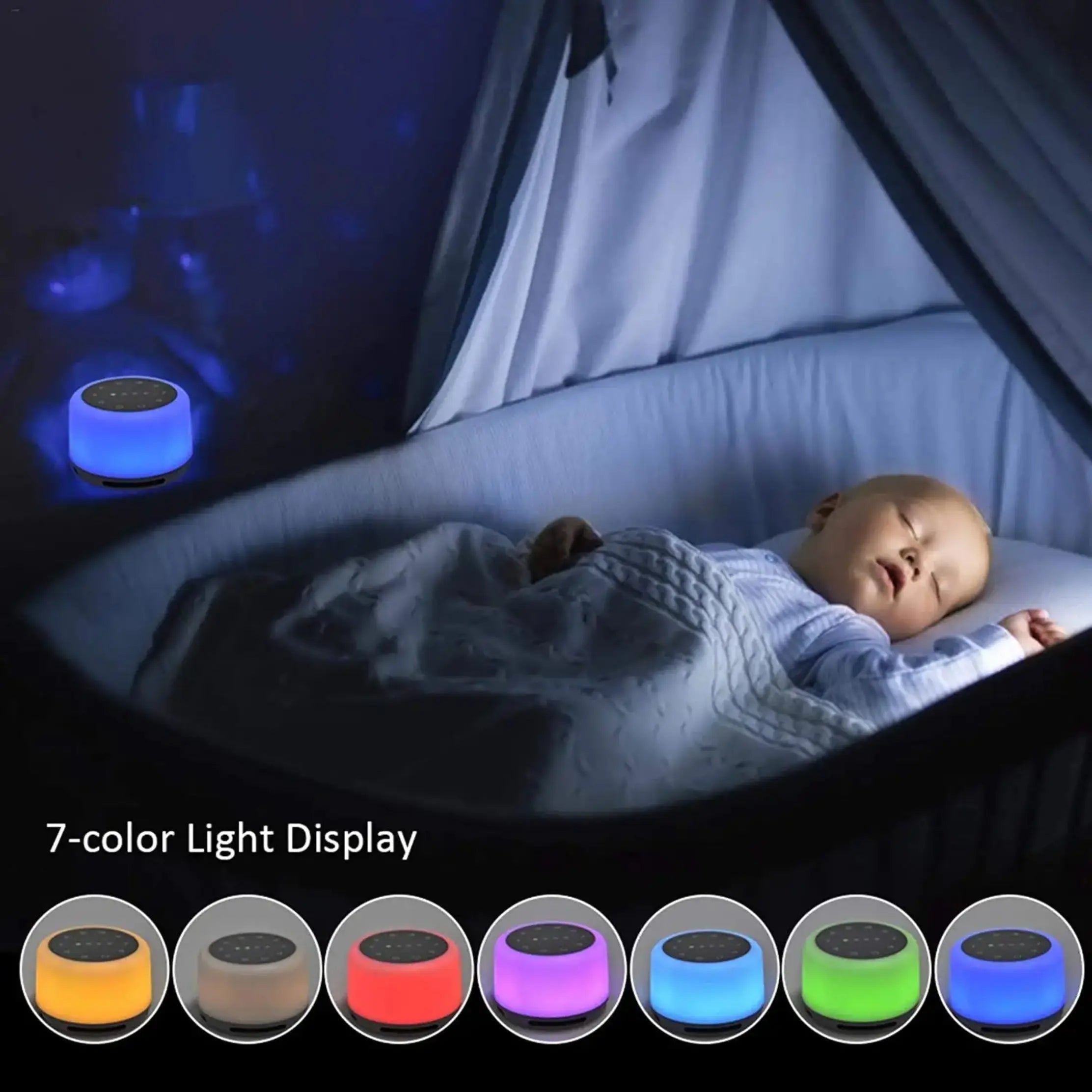 Slumblr Sleep Aid White Noise Generator With RGB Night Light And USB Rechargeable