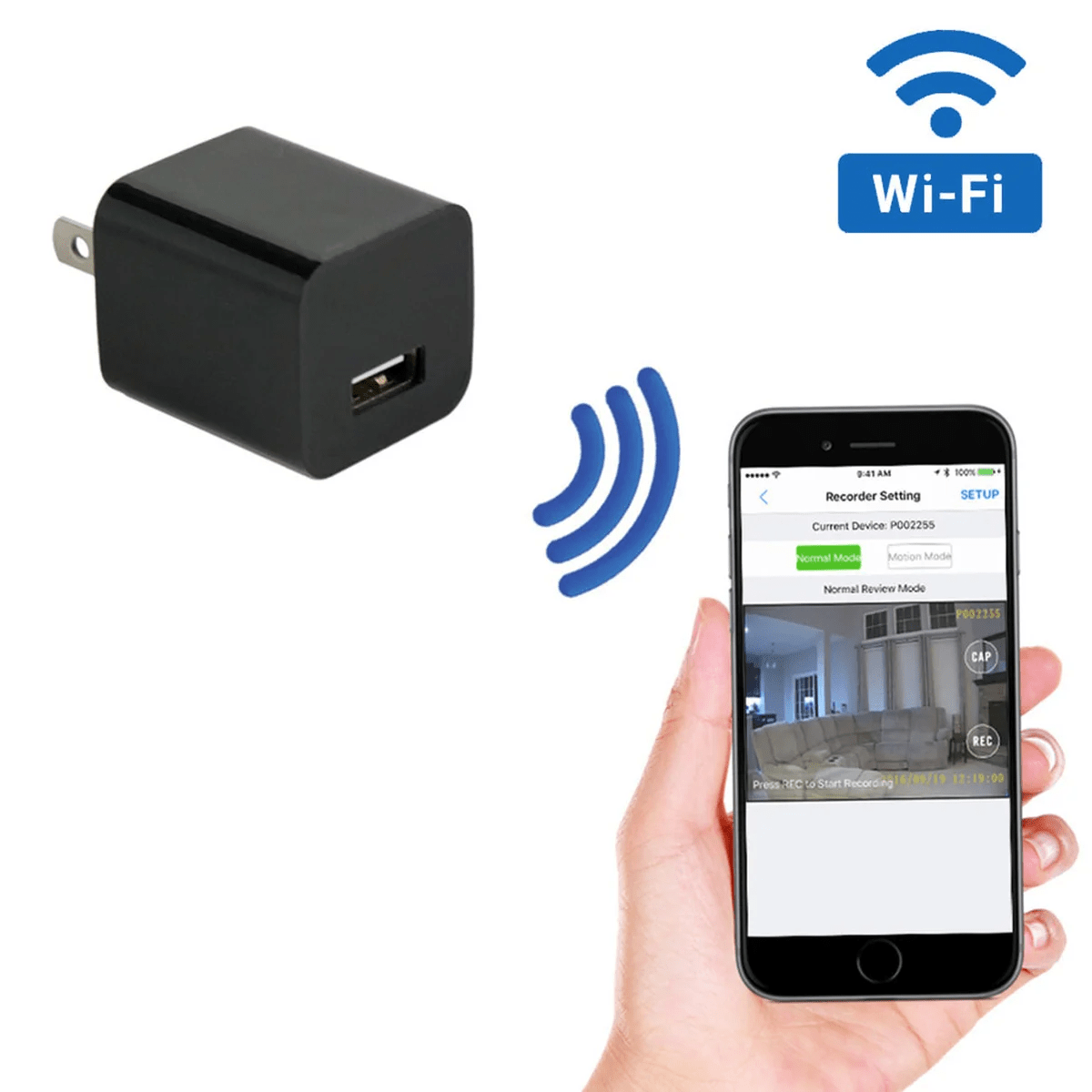 Smart Home 1080P Security Camera With Motion Detection And Discreet USB Charger