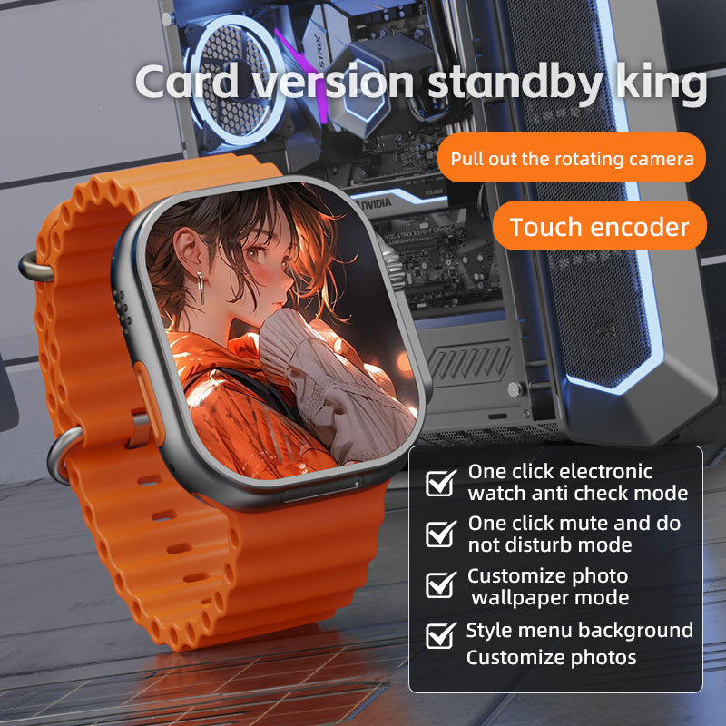 Montre intelligente avec écran tactile 4G LTE, caméra rotative, longue autonomie de batterie