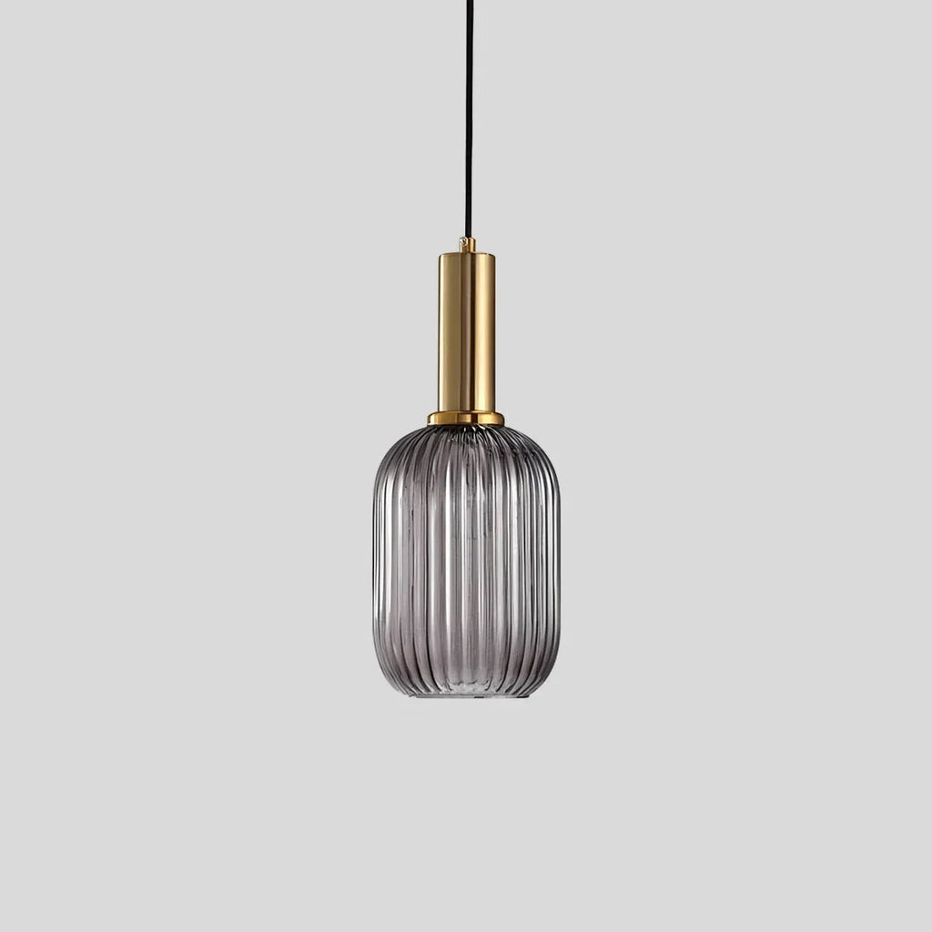 Nordic Glass Pendant Light With Striped Shade Design