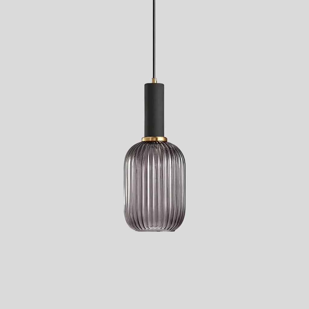 Nordic Glass Pendant Light With Striped Shade Design