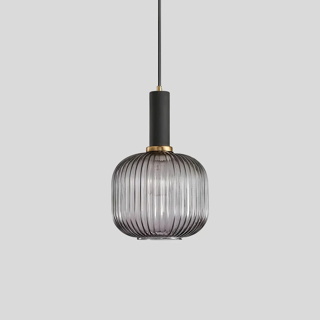 Nordic Glass Pendant Light With Striped Shade Design