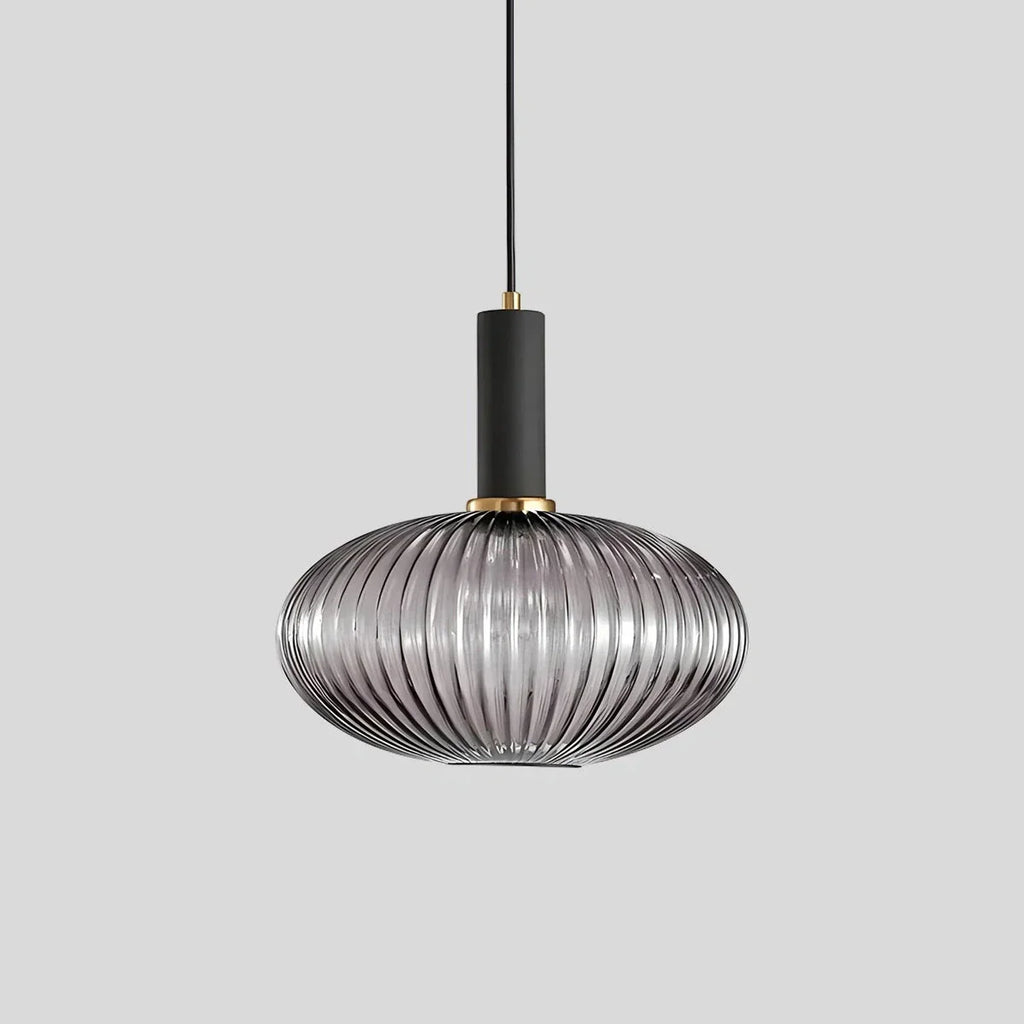Nordic Glass Pendant Light With Striped Shade Design