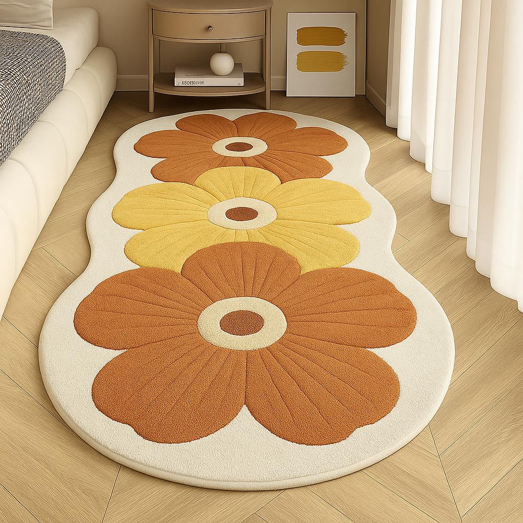 Floral Plush Area Rug With Non Slip Backing For Cozy Spaces