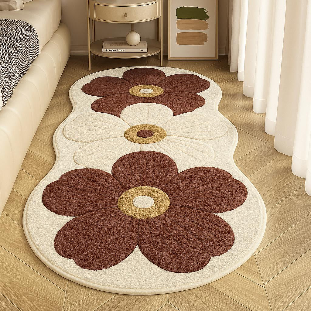 Floral Plush Area Rug With Non Slip Backing For Cozy Spaces