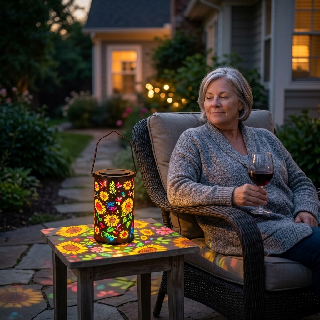 Outdoor Solar Lanterns With Colorful Light Effects And Hand Cut Metal Detail
