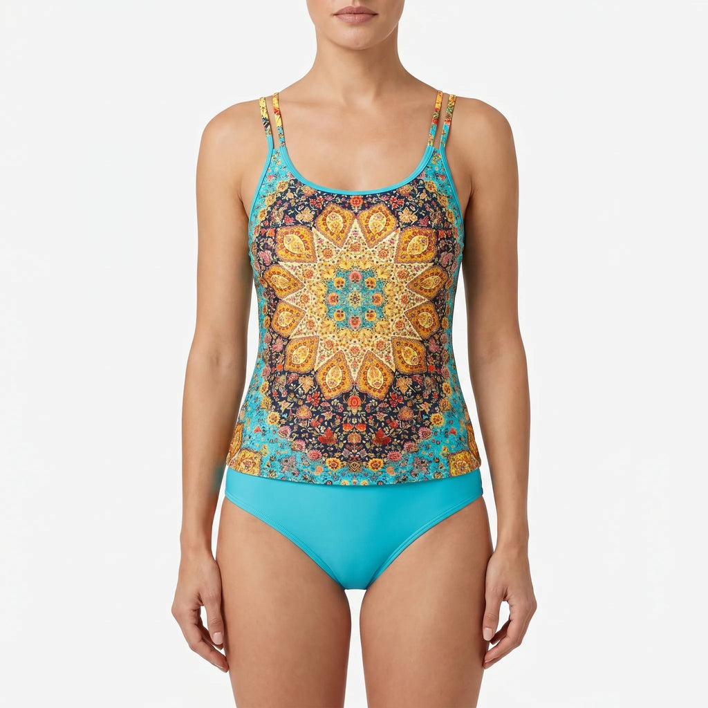 Potisknutý dvoudílný tankini set - Plážové dovolené - Ormexis