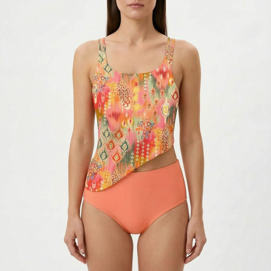 Potisknutý dvoudílný tankini set - Plážové dovolené - Ormexis