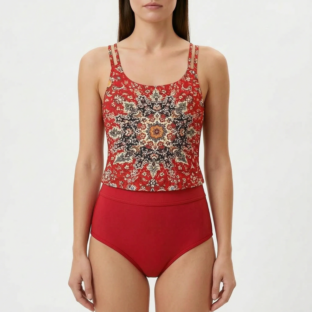 Potisknutý dvoudílný tankini set - Plážové dovolené - Ormexis