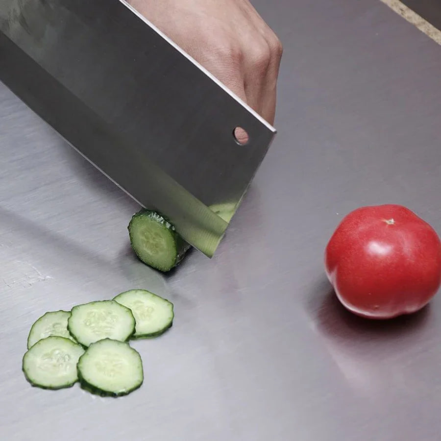 Tábua de Corte Dupla Face em Aço Inoxidável Grande para Preparação Versátil de Alimentos