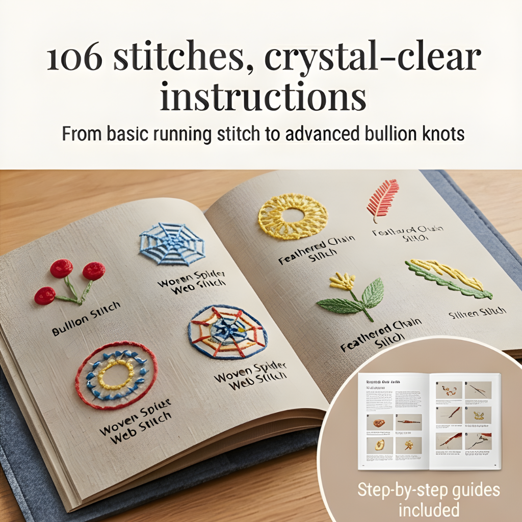Stitchwell nybegynner broderisett med 106 avtagbare sting, komplett nålearbeidsett