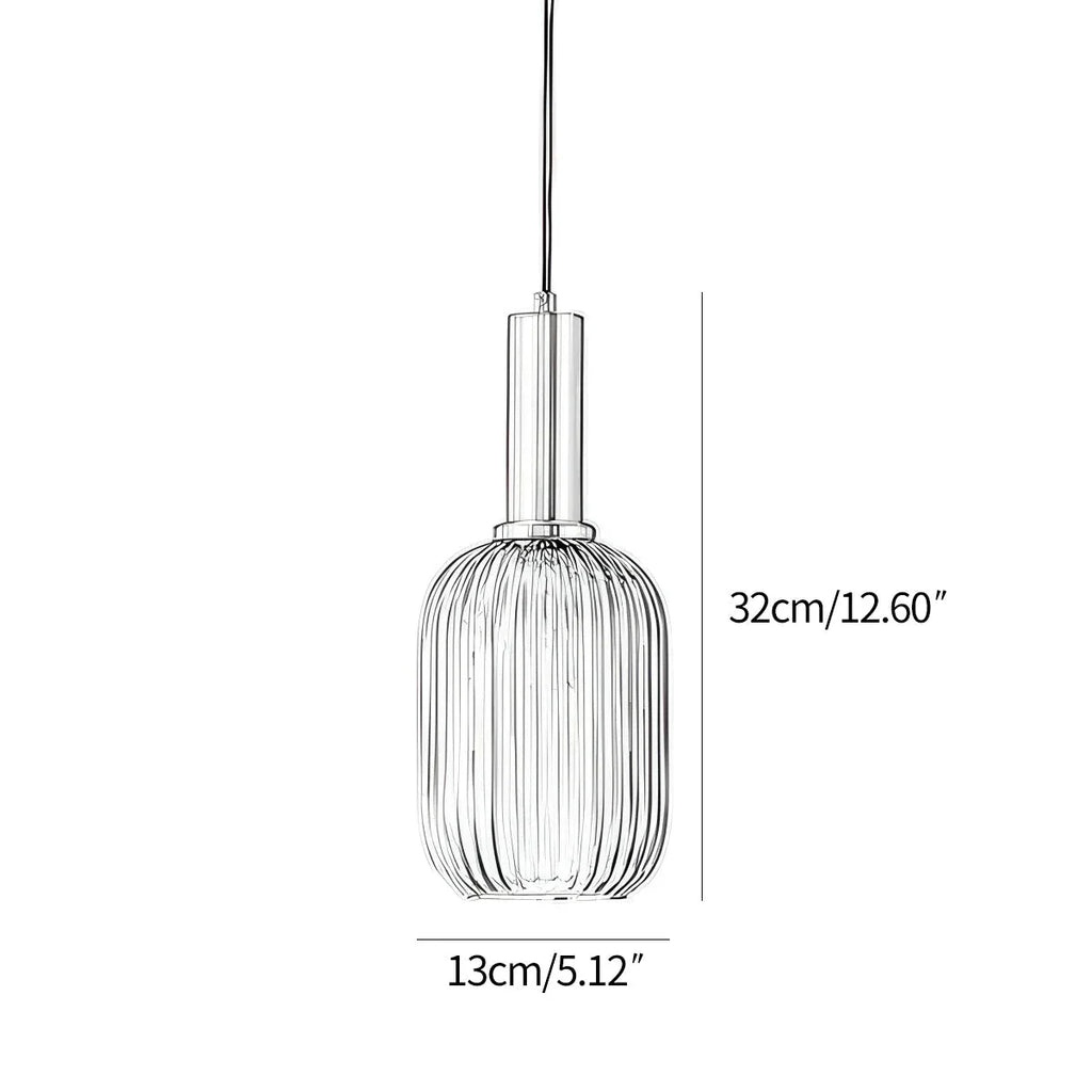 Nordic Glass Pendant Light With Striped Shade Design