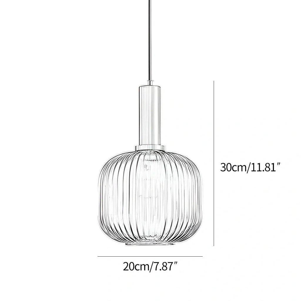Nordic Glass Pendant Light With Striped Shade Design