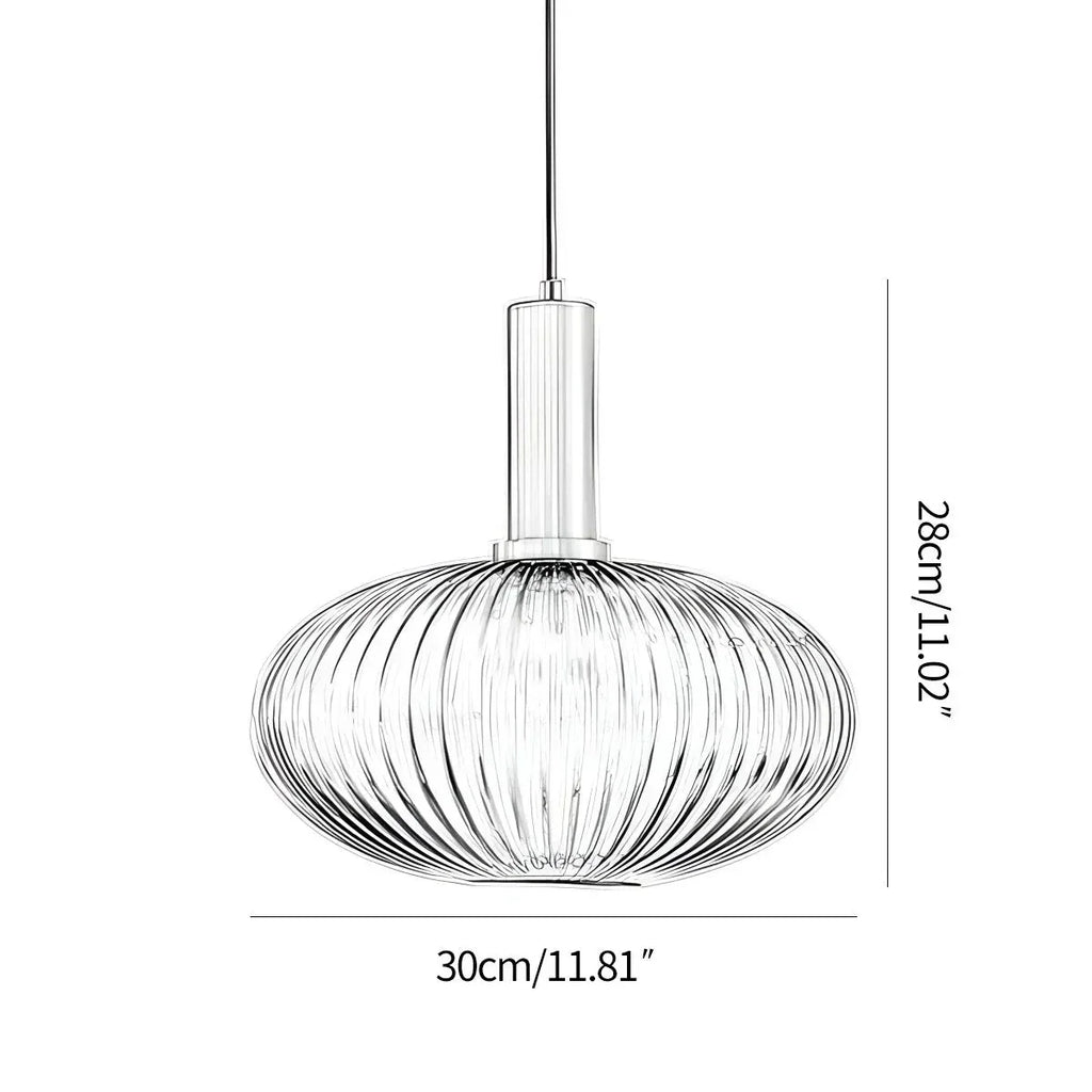 Nordic Glass Pendant Light With Striped Shade Design