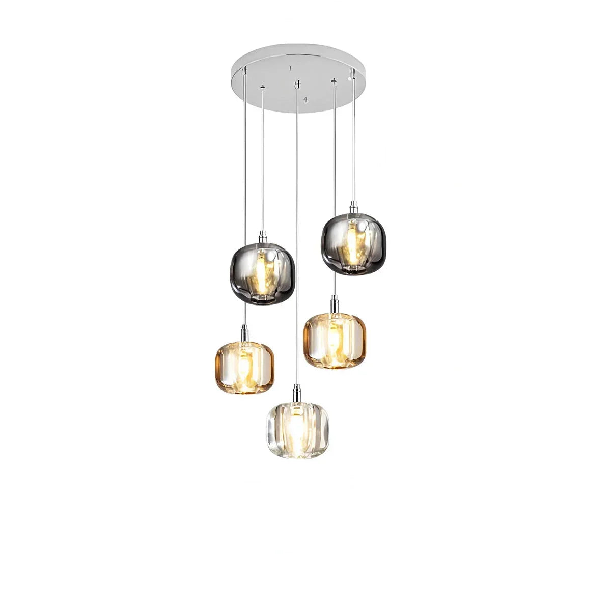 Multicolor Glass Pendant Light Fixture With Layered Lighting
