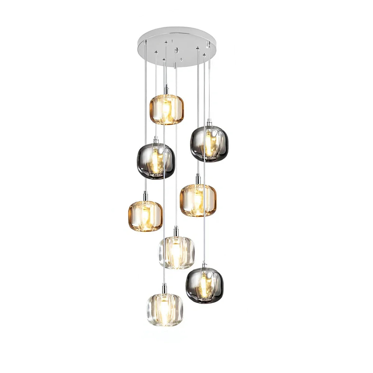 Multicolor Glass Pendant Light Fixture With Layered Lighting